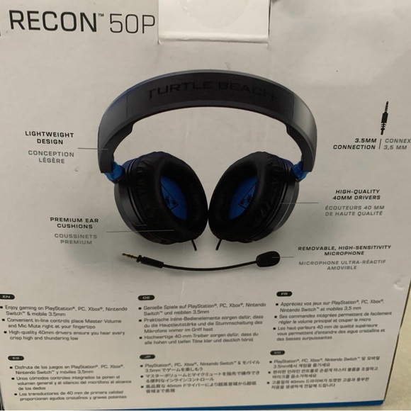 (Lot Of 2) Turtle Beach Ear Force Recon 50P Stereo Gaming headset - Black/Blue - Picture 5 of 9